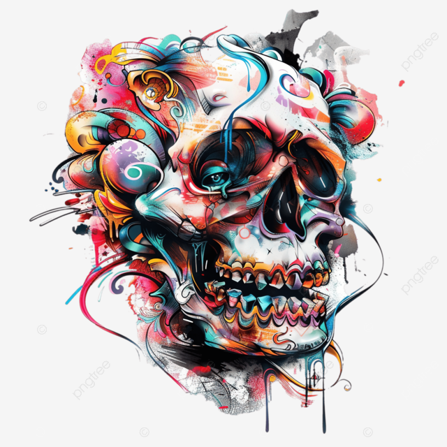 彩色人物涂鸦骷髅个性