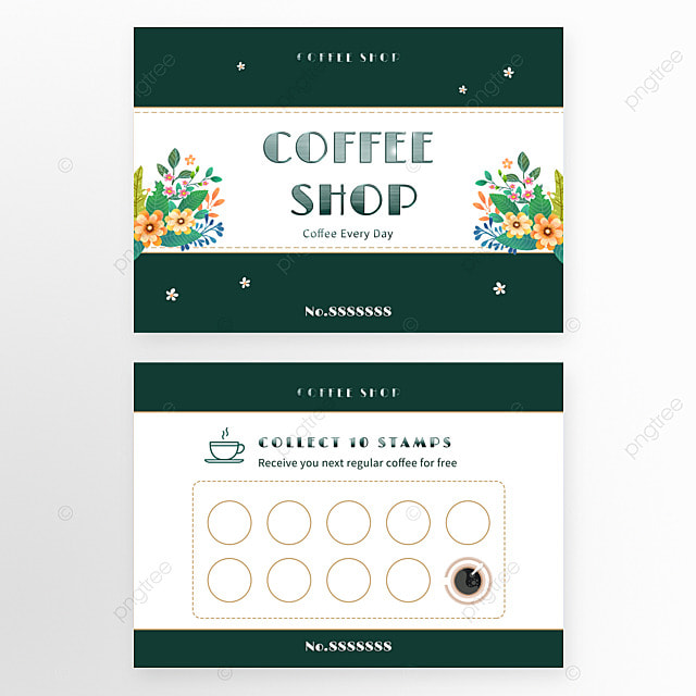 l绿色咖啡店忠诚卡