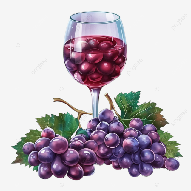 葡萄和红酒高脚杯矢量素材