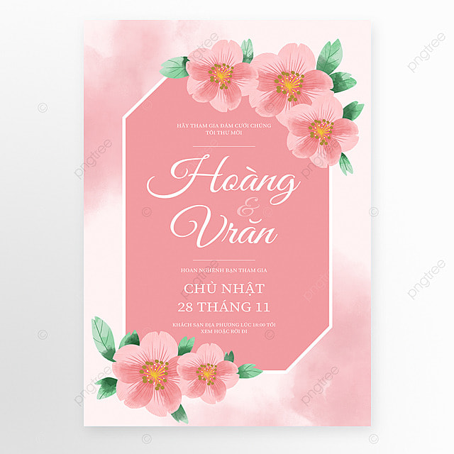 水彩婚礼创意花卉越南语邀请函