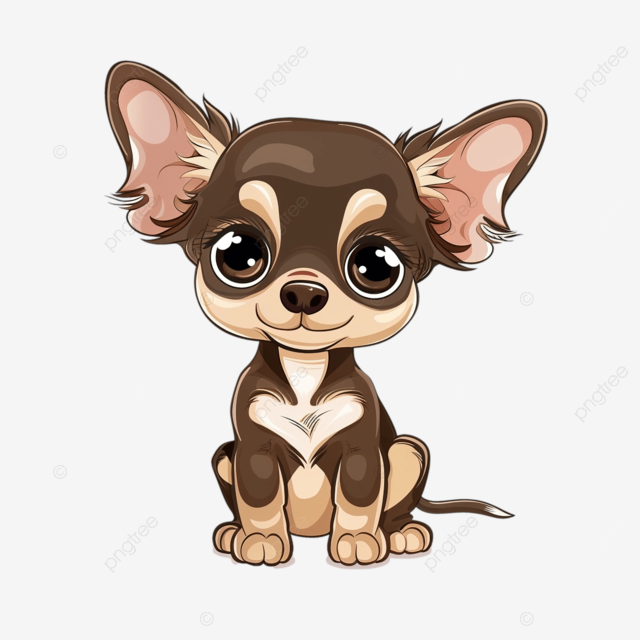 可爱的吉娃娃小狗坐着卡通