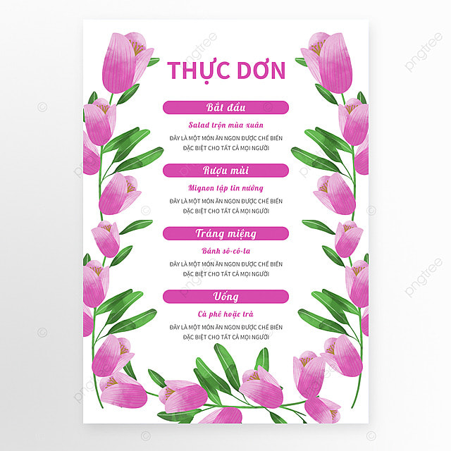 水彩婚礼浪漫温馨越南语菜单