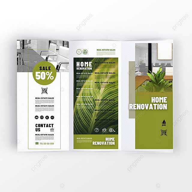 时尚绿色简约风格装修公司促销三折页