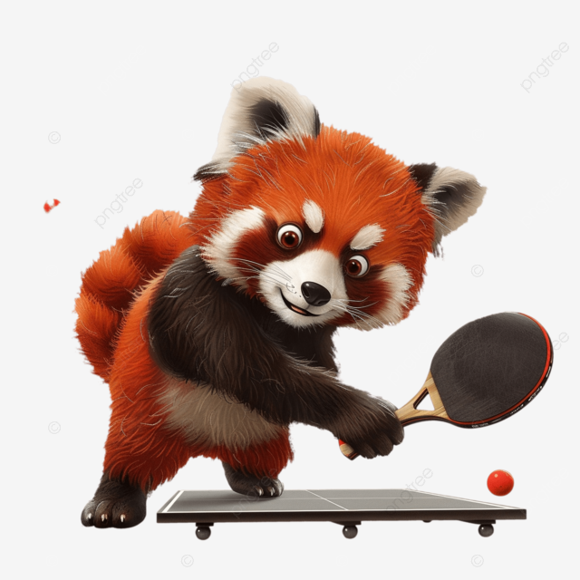 可爱的小熊猫打乒乓球