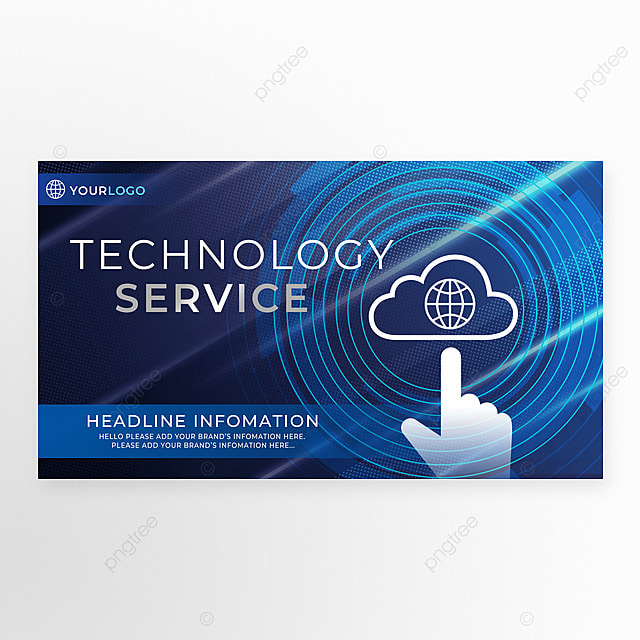 蓝色圆圈光线科技感商务服务宣传横幅