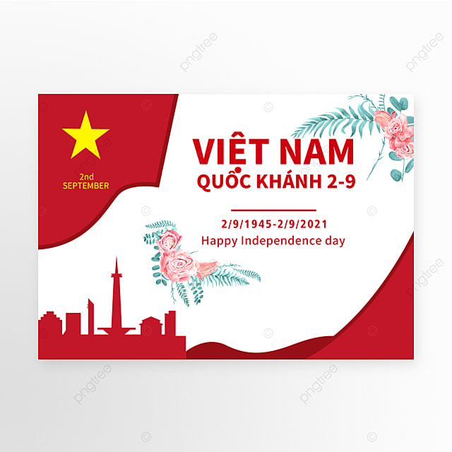 红色简约越南社会国家国庆节海报