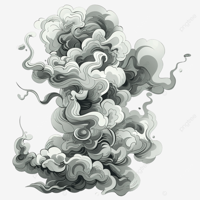 卡通涂鸦灰色烟雾