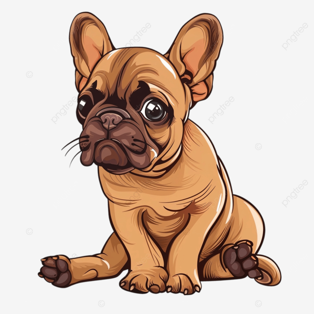 可爱的棕色法国斗牛犬小狗抓伤卡通