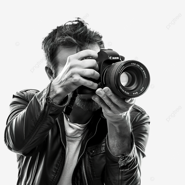 摄影师用数码单反相机拍摄复古黑白