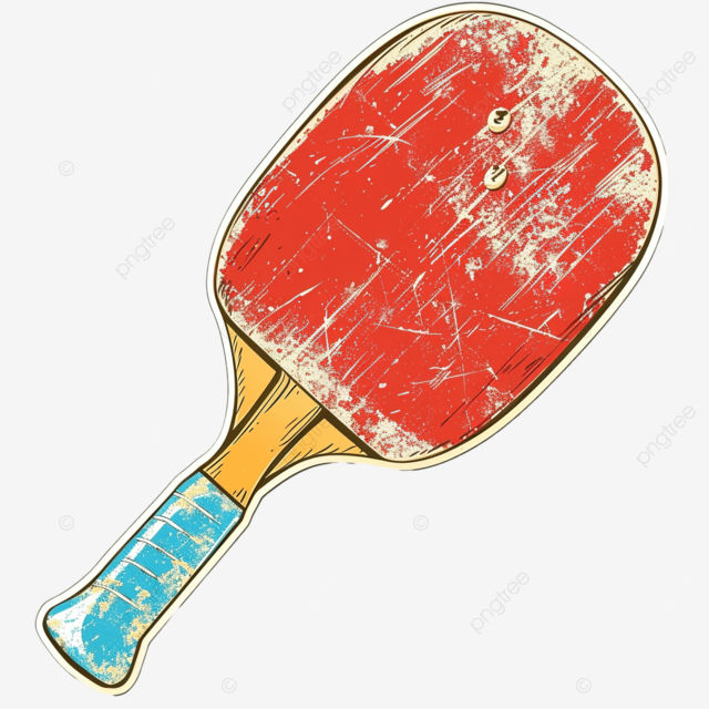 卡通乒乓球拍的复古仿旧贴纸