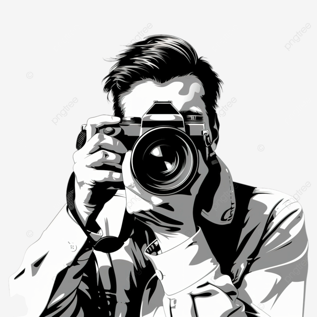 摄影师用数码单反相机拍摄复古黑白