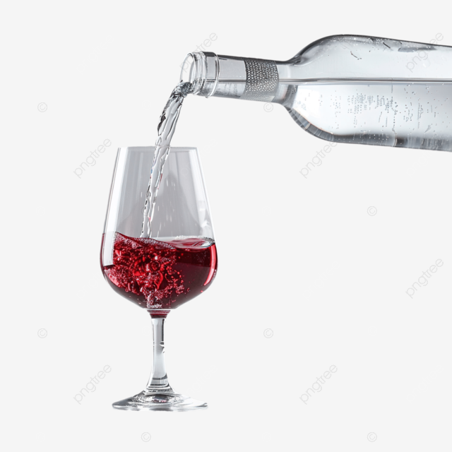 将大玻璃水瓶中的水倒入一杯红酒中 纯净风格 自然风格