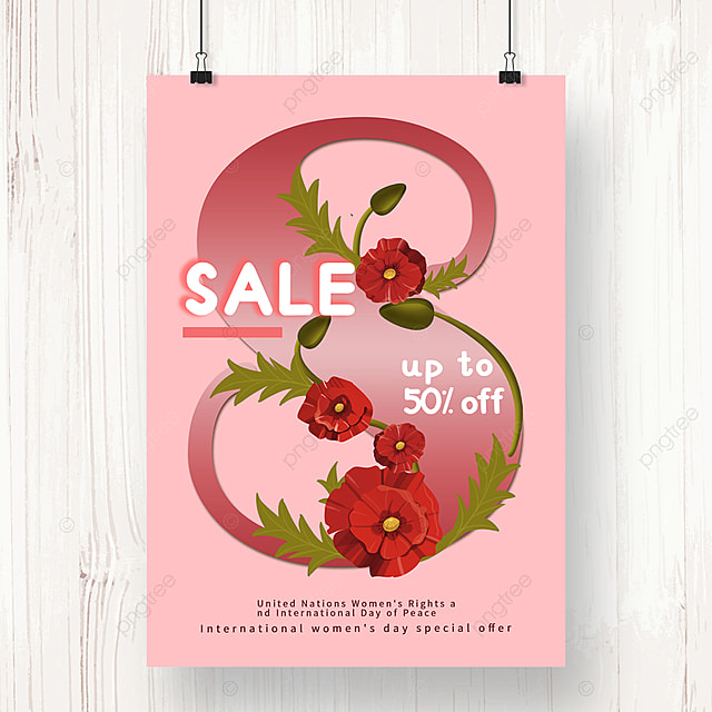 鲜花女生节活动简约海报