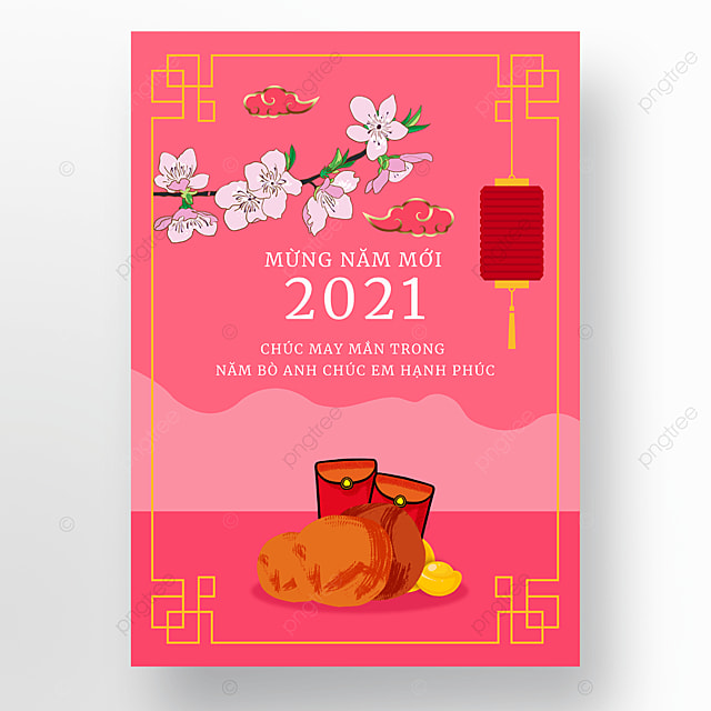 粉色背景花朵红包越南春节