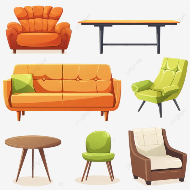 卡通家具套装沙发椅桌子办公椅平面隔离