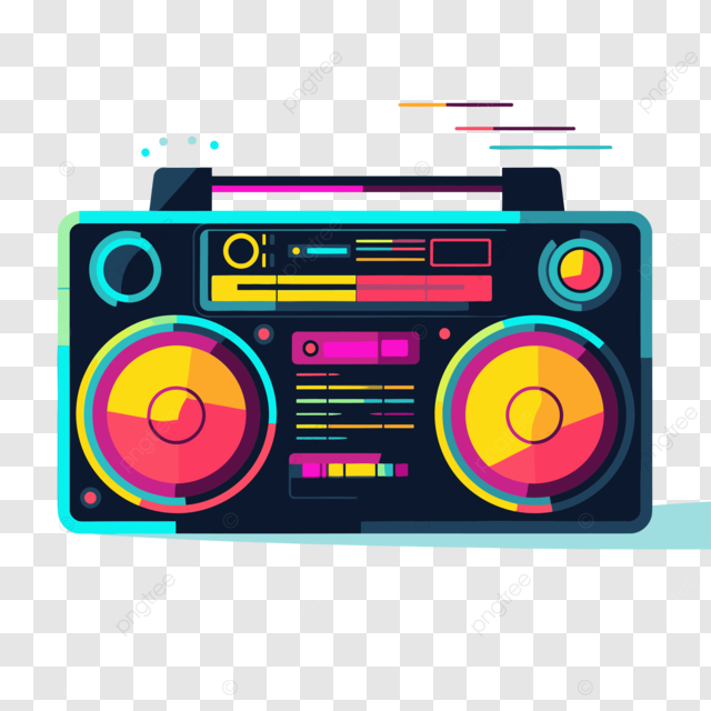 带有彩虹概念和复古设计插图矢量的音箱