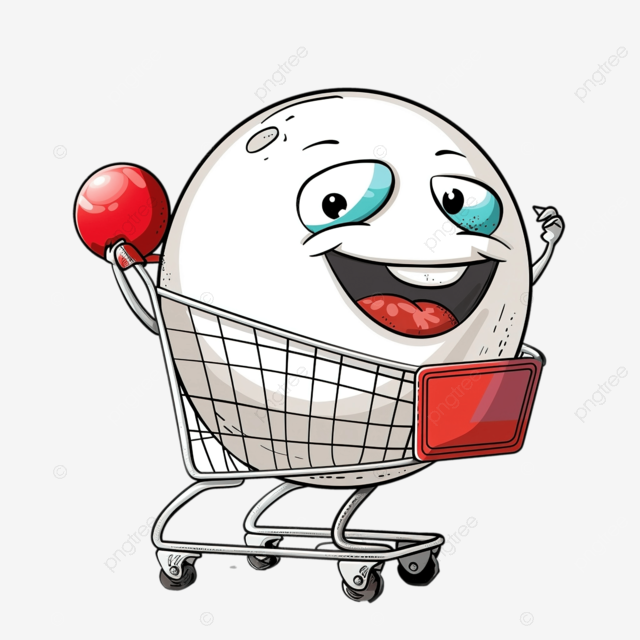 拿着购物车的乒乓球卡通