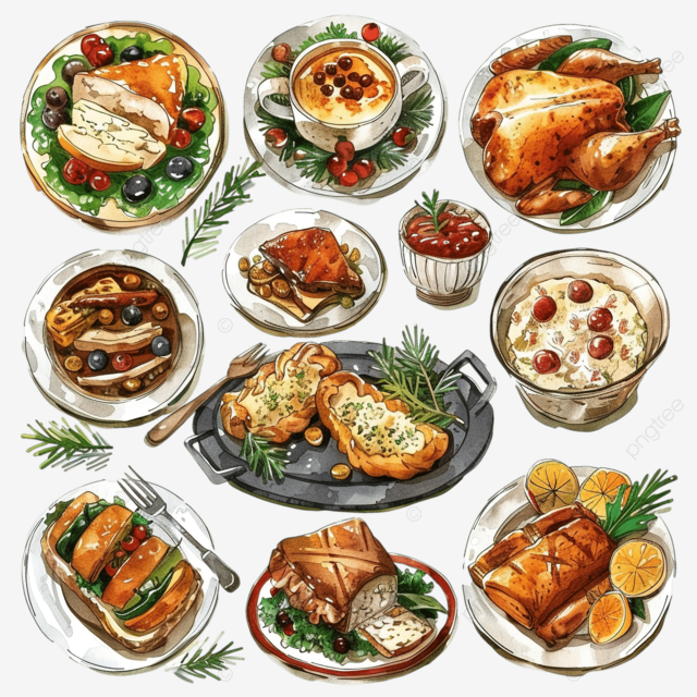 美味温暖的冬季食物套装