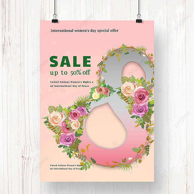 时尚鲜花妇女节宣传促销海报