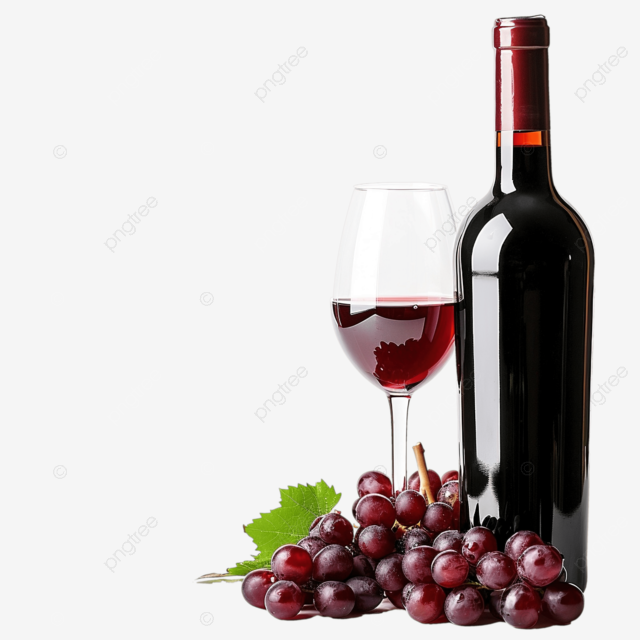 红酒瓶玻璃和葡萄
