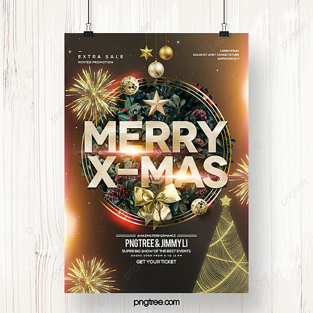 豪华金色效果快乐圣诞假期主题HB