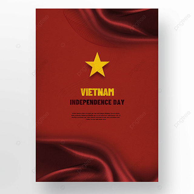 红色越南丝绸国旗星星国庆日海报