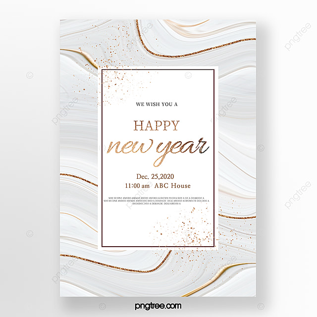 金色大理石纹理新年快乐聚会海报