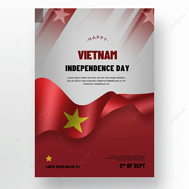 几何丝绸越南国旗星星国庆日海报