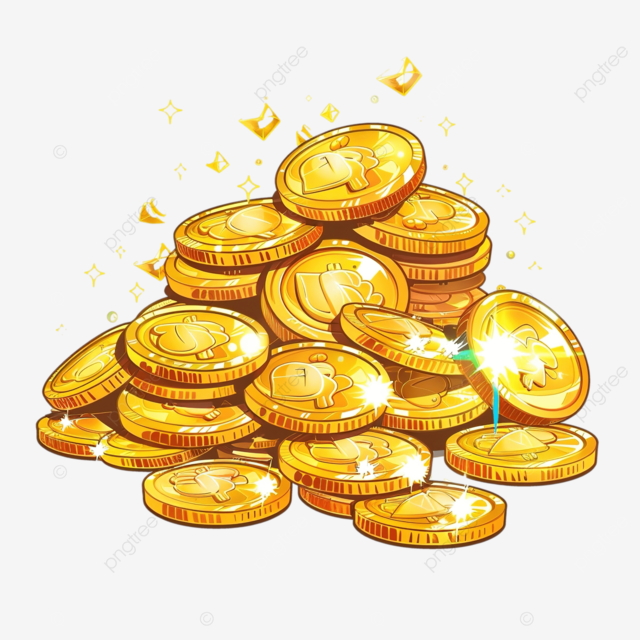 一堆金币与钻石卡通金币