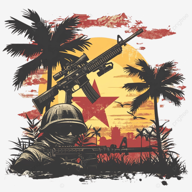 枪和美国越南 T 恤设计