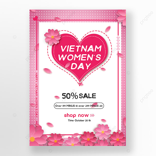 粉色越南妇女节促销海报