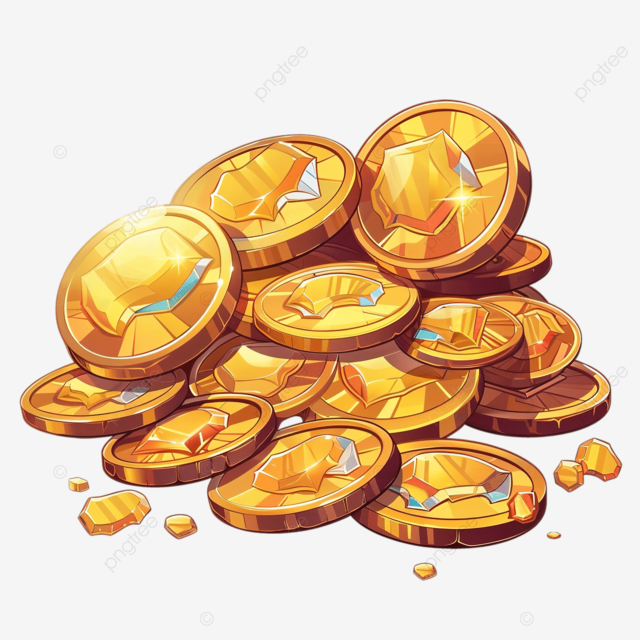 一堆金币与钻石卡通金币