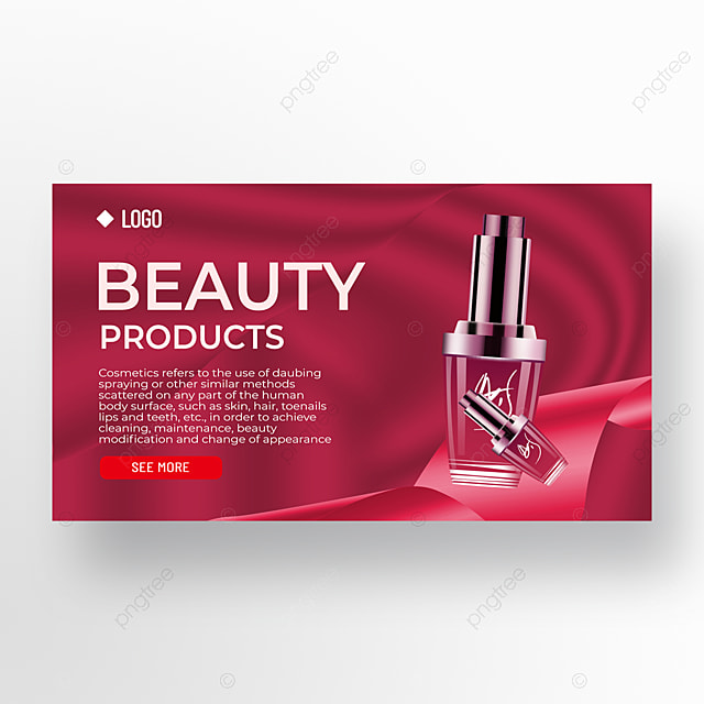 红色丝绸背景化妆品宣传banner