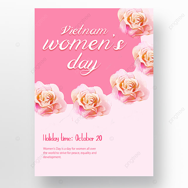 越南妇女节粉色温馨海报