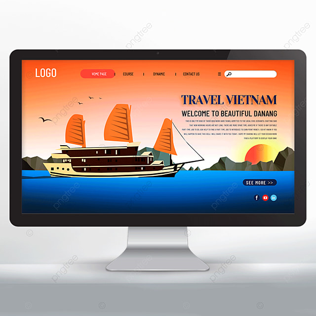 现代插画风格越南旅游宣传网页设计