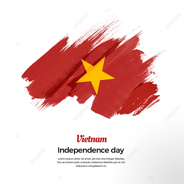 水彩笔刷简约越南国庆日国旗模版