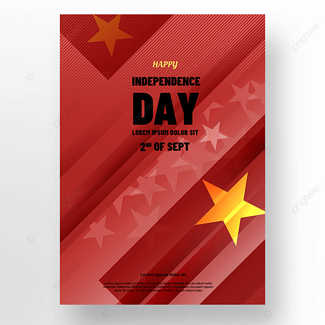 红色几何越南国旗星星国庆日海报