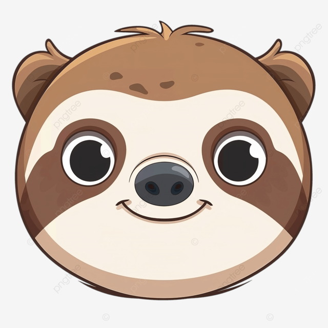 卡通树懒卡哇伊方形亚马逊动物脸