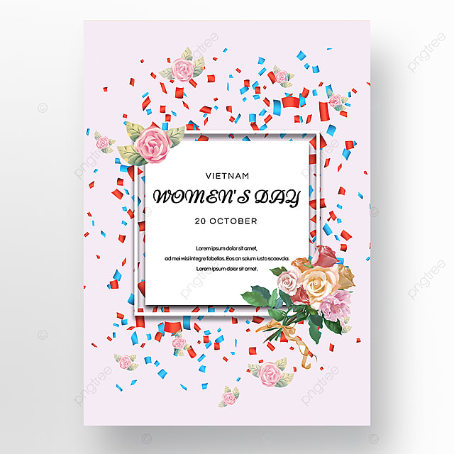 简约花束越南妇女节海报
