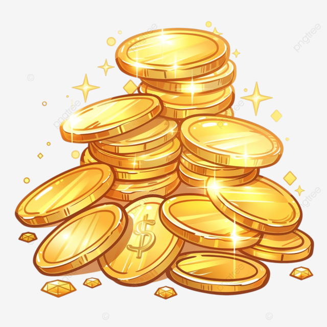 一堆金币与钻石卡通金币