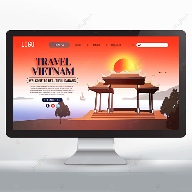 时尚插画风格越南岘港旅游网页设计