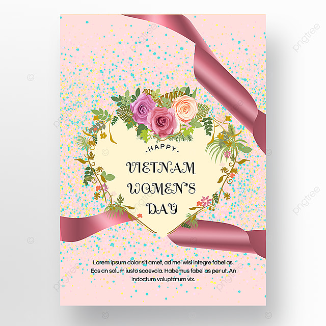 粉色温馨越南妇女节海报