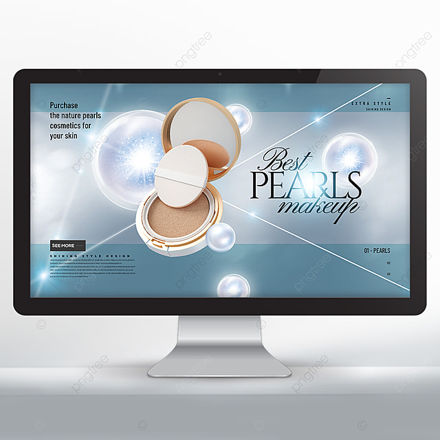 现代奢华光线发光效果彩妆珍珠化妆品网页横幅