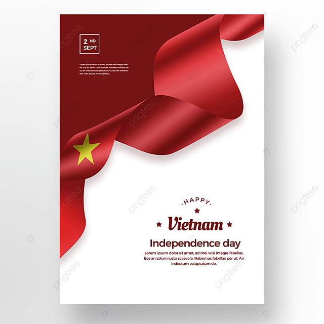 红色越南丝绸国旗国庆海报