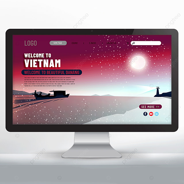 时尚插画风格越南芽庄旅游宣传网站页面设计