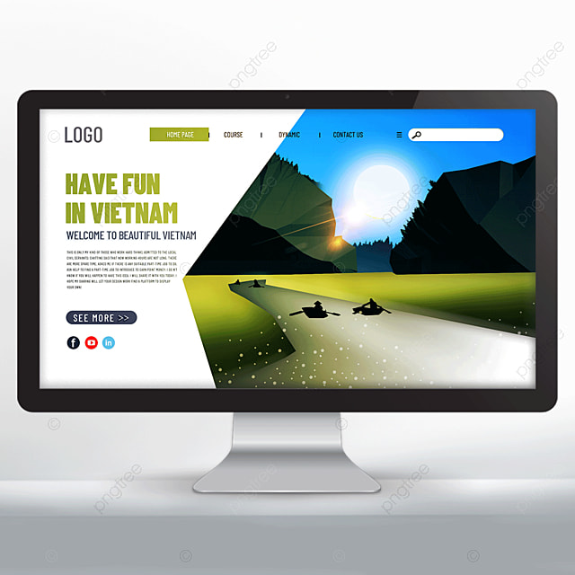 时尚插画风格越南下龙湾旅行网页设计