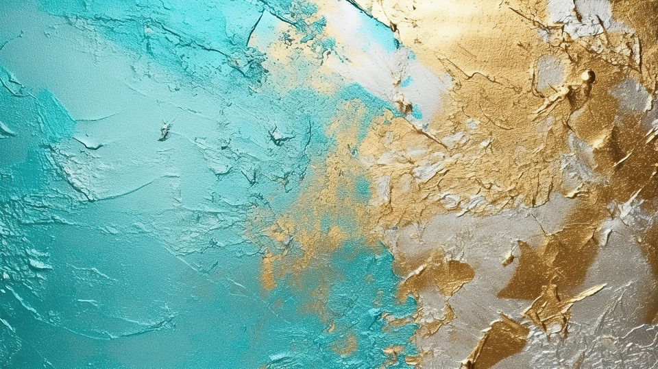 精美的绿松石银和金箔纹理系列