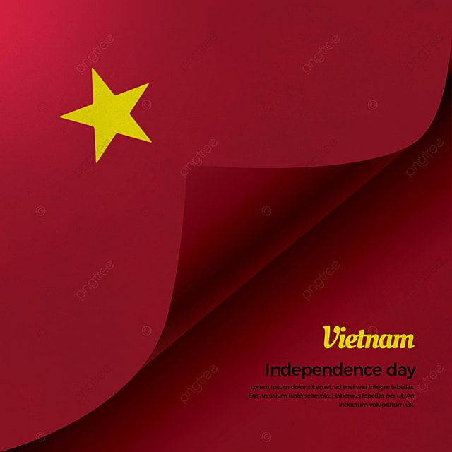 红色卷纸风格越南国庆日国旗模版