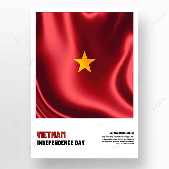 越南丝绸国旗国庆日海报模版