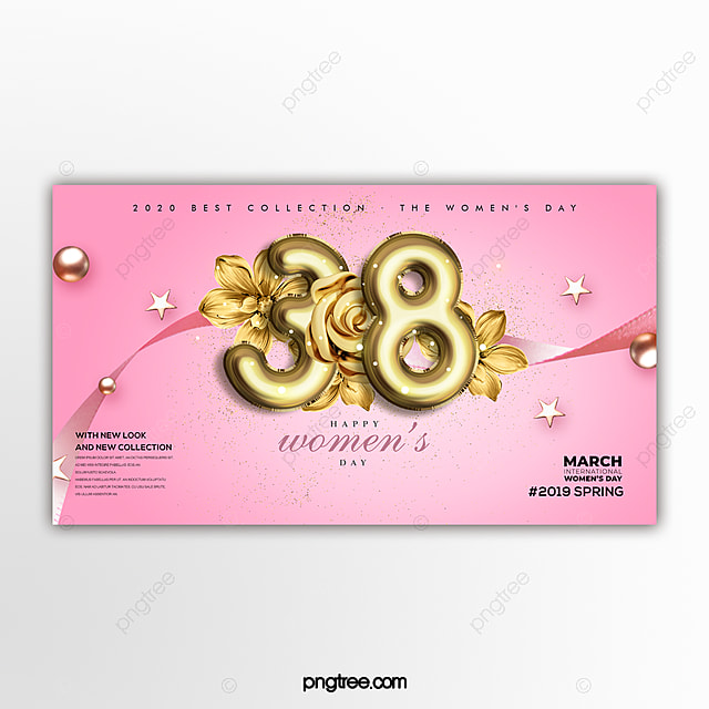 时尚现代金色效果38妇女节节日网页横幅